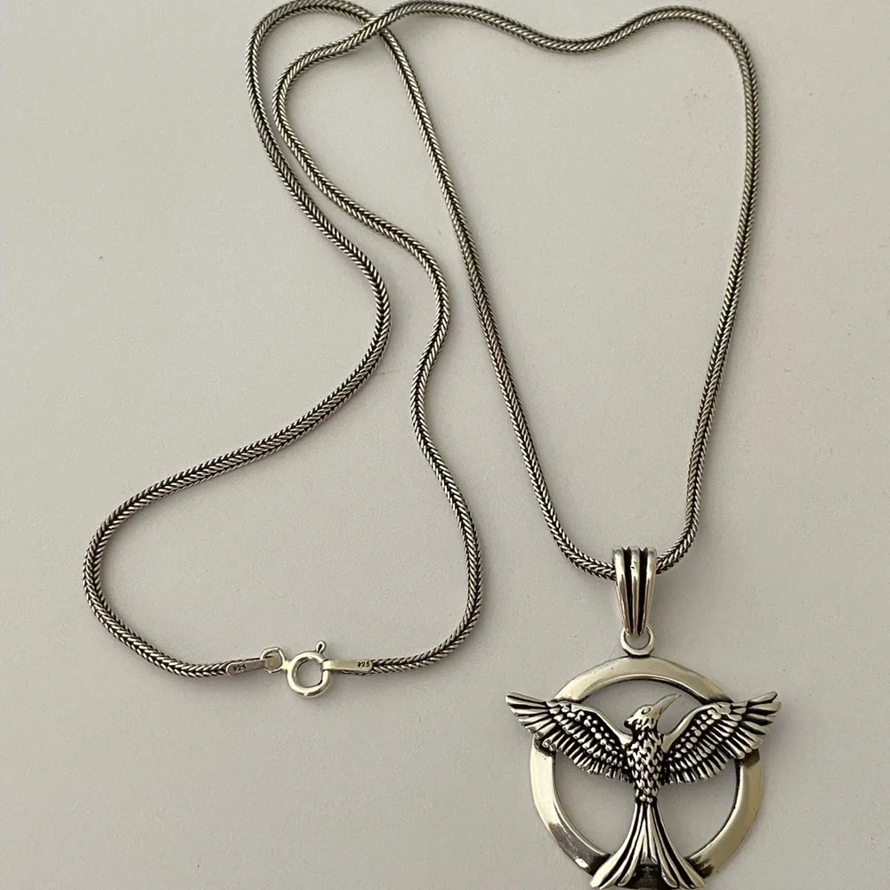 925 silver 23.5” eagle necklace with thick chain Unisex